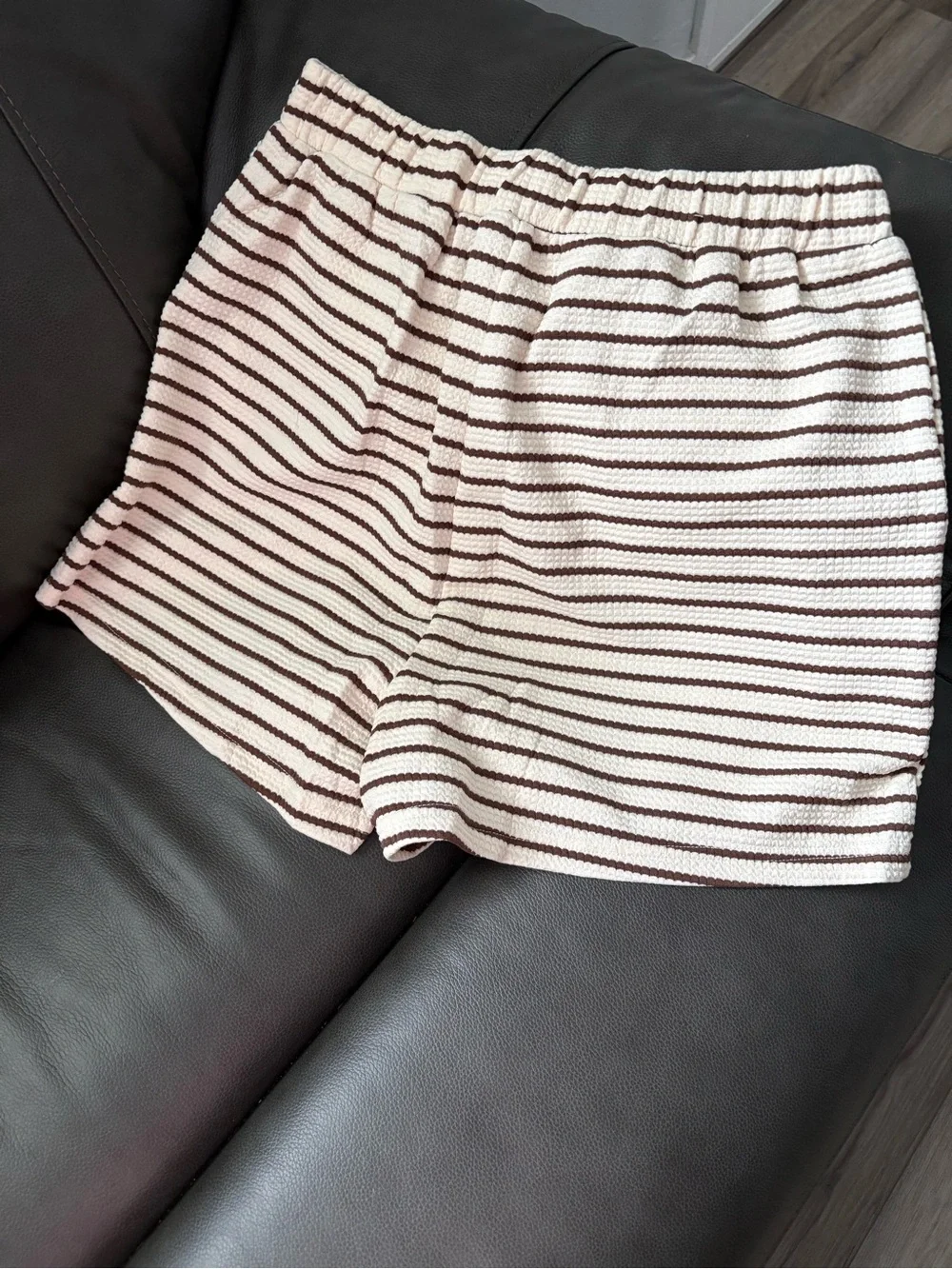 ❤️ NEW Striped Knit Lounge Shorts in Cream & Brown